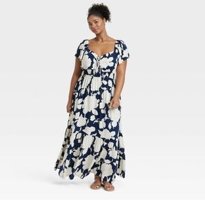 Ava & Viv Navy and Cream Floral Maxi Dress - ISO ONLY!